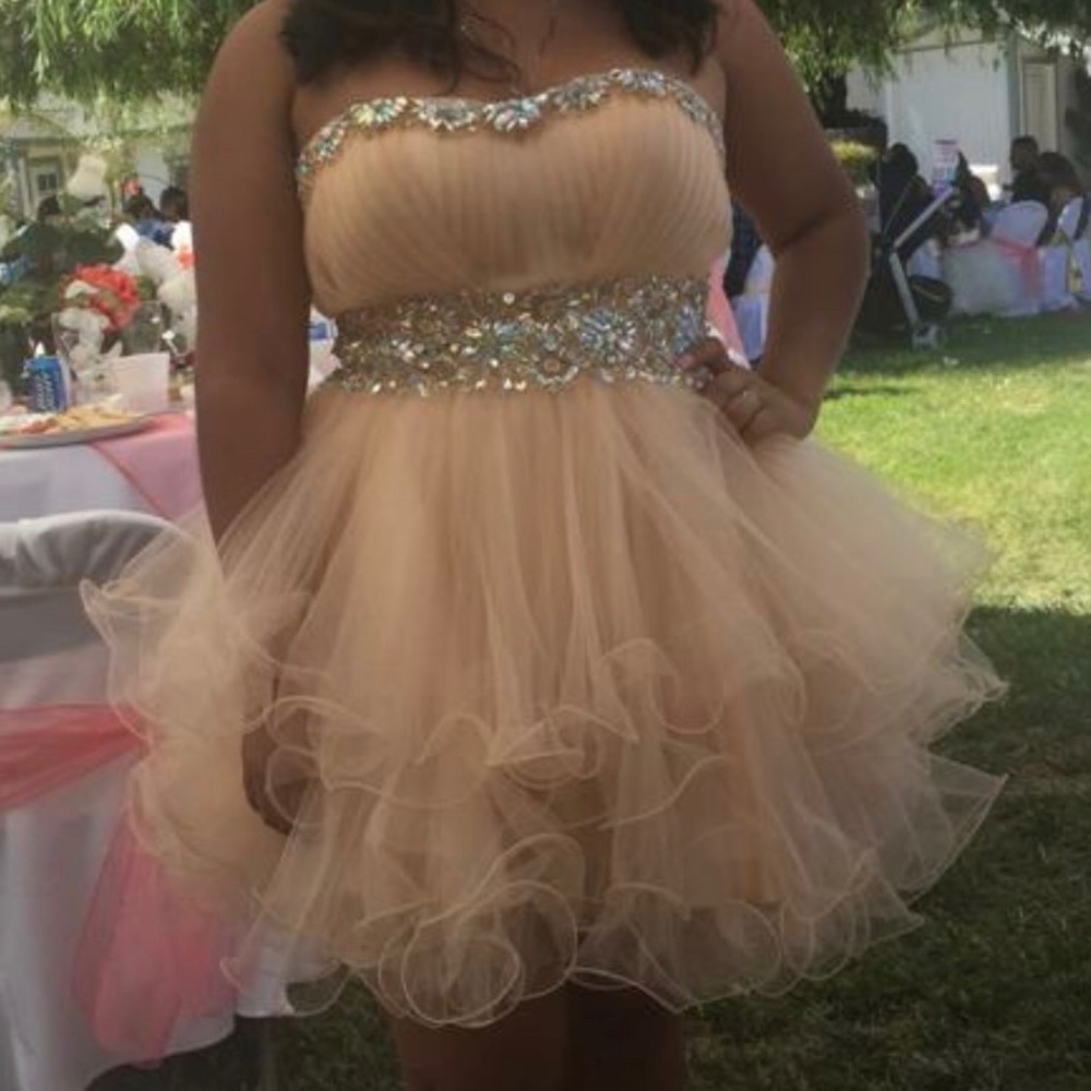 gold puffy dress